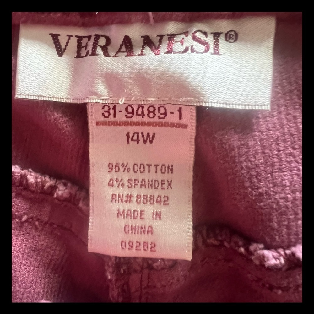 VTG Veranesi Brushed Corduroy Boot Cut Burgundy Pants Women’s 14 Western Boho - Picture 5 of 7